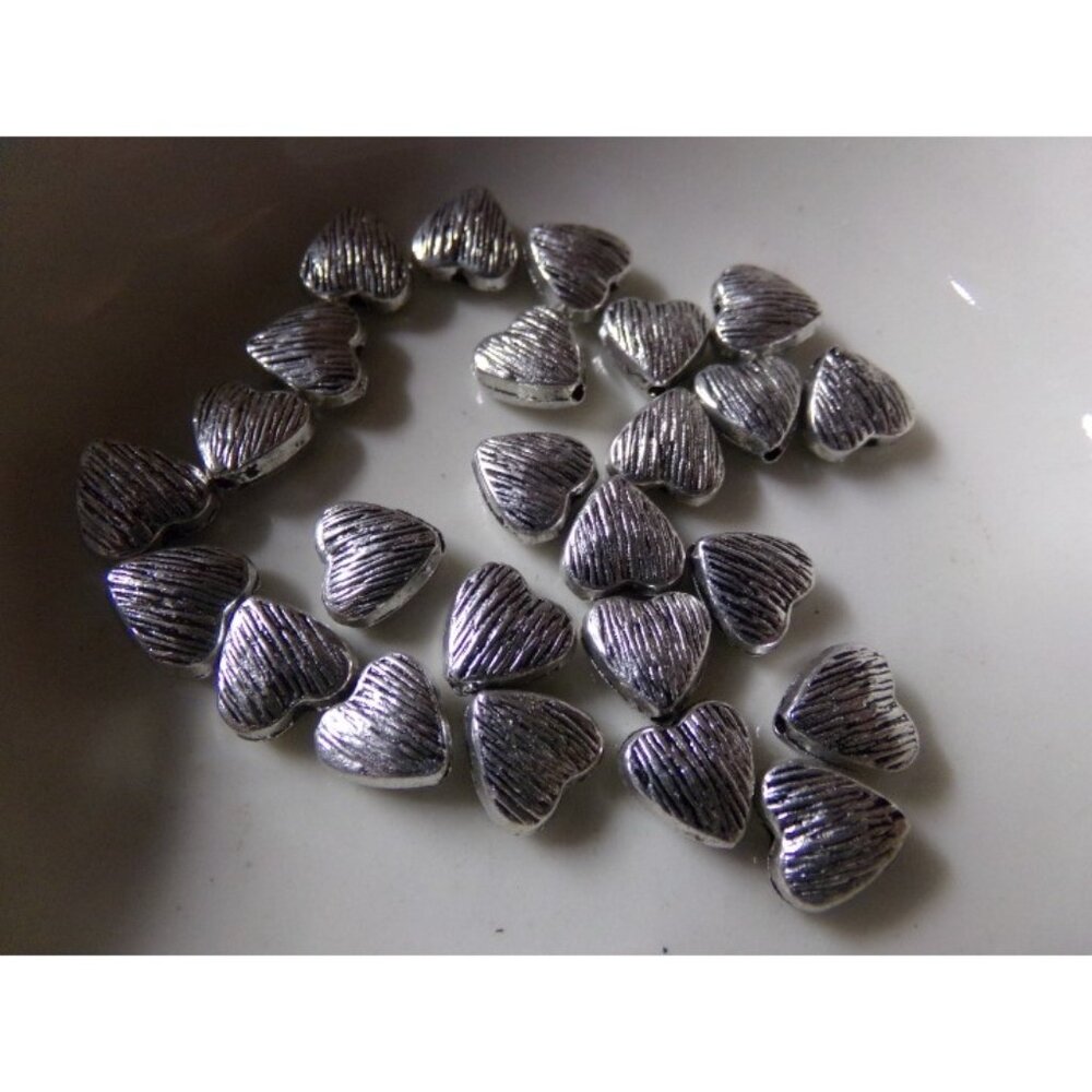 Striped Look Heart Spacer Beads